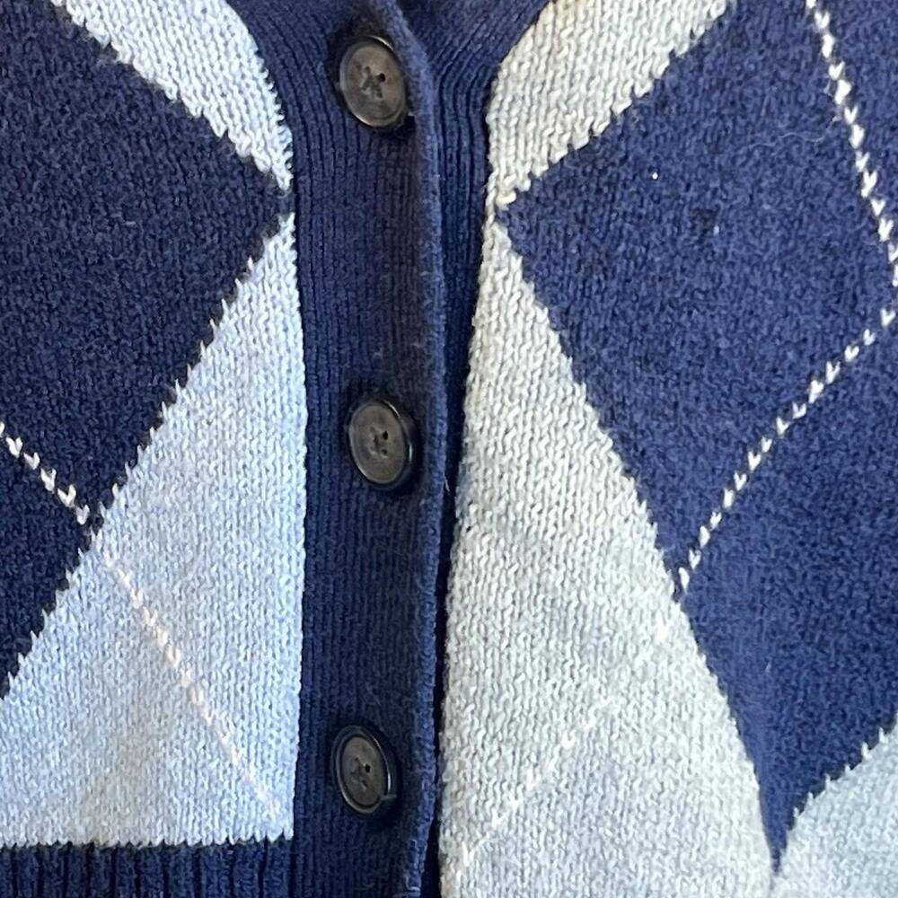 American Eagle Outfitters Argyle Cardigan Sweater - Navy, Pink, Yellow - Picture 5 of 9